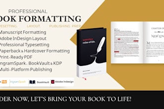 manuscript formatting, indesign formatting, print publishing, print layout, toc