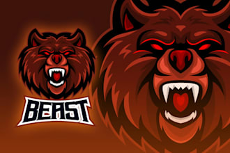 create a bold and modern bear mascot logo