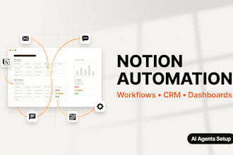 build notion automation workflows, notion crm and business dashboards
