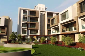 create 3d apartment exterior rendering for commercial and residential buildings