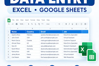 data entry work google sheet
