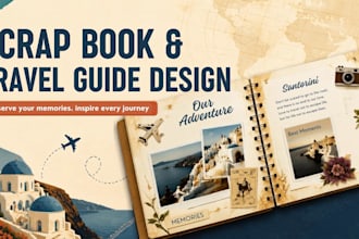 design canva photobook, travel scrapbook, wedding guest list template, logbook