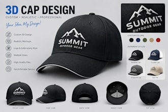 create a professional 3d cap design and realistic mockup