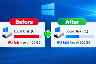 increase your c drive space on windows 7, 8, 10, and 11