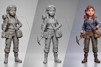 design and model a custom stylized 3d cartoon character for games and animation