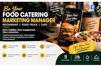 be your food catering social media marketing manager restaurant food truck cafe