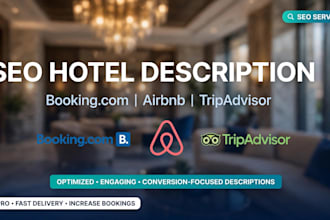 write SEO hotel description for booking com and airbnb