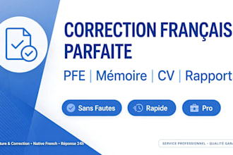 perfectly correct your french pfe, memoire, CV