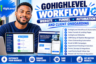 build gohighlevel workflow, website, funnel, automation and client onboarding