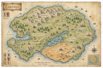 draw fantasy map design or map illustration for you
