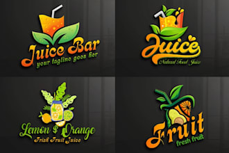 design a modern juice logo for your fruit bar, organic drink, or cafe