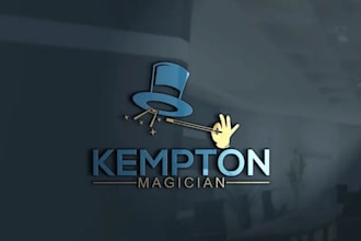 create a custom magic logo, top hat, card, or illusionist emblem design