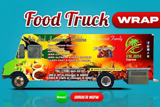 design stylish food truck wrap, food trailer wrap, or food van wrap design