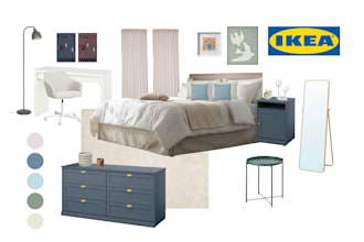 create ikea interior design, mood board, shopping list, layout