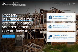 design wix public adjuster website hail damage claims fire damage claims website