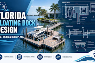 design floating dock, boat dock, deck plans and marine cad drawings