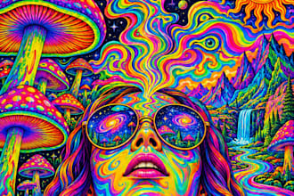 create best colorful psychedelic trippy style illustration