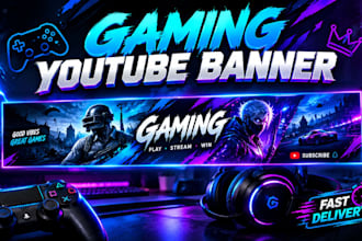 design a gaming youtube channel banner and art