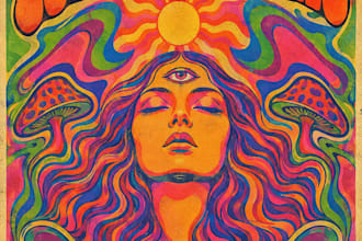 do psychedelic vintage or trippy music poster illustration