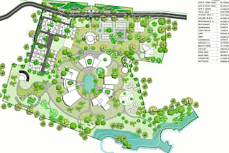 convert sketches into detailed site map,mixed use master plan,rv park map layout