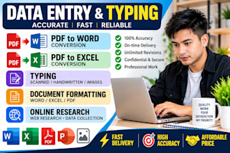 do data entry, typing, pdf conversion, and online research