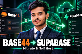 migrate base44 app to supabase and your own hosting