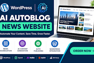 build wordpress ai content automation autoblog website and news workflows