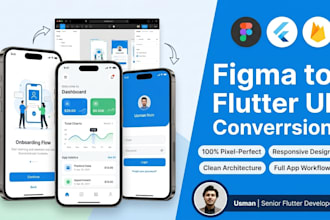 convert figma to flutter app with firebase backend and rest API integration
