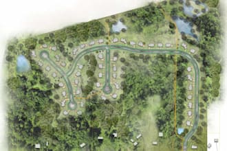 render architectural site plan, master plan, landscape plan