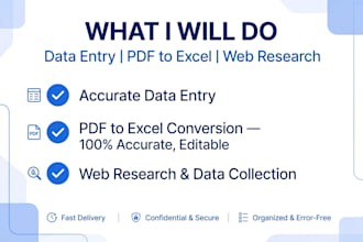 do data entry, typing work, pdf to word, excel data entry