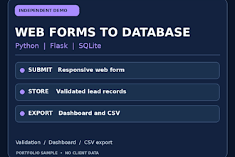 build a python web form with database and CSV export