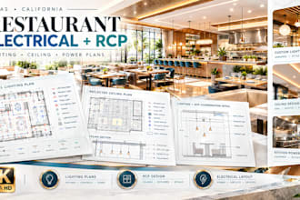 create texas california restaurant electrical lighting rcp construction plans