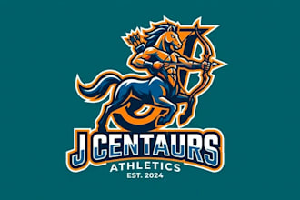 create j centaur mascot logo design for your brand