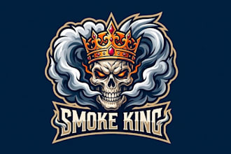design skull smoke king mascot logo design