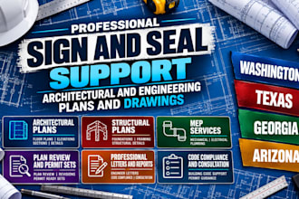 draw, sign and seal architectural plans, washington texas georgia arizona permit