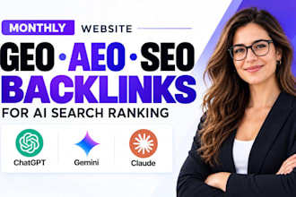 do monthly website GEO, local off page aeo, SEO backlinks for ai search ranking