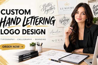 custom hand lettering logo typography calligraphy design for branding business