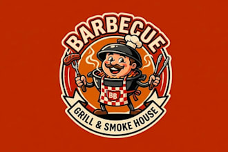 make modern style for barbecue mascot logo design