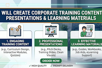 create corporate training content, presentations and learning materials
