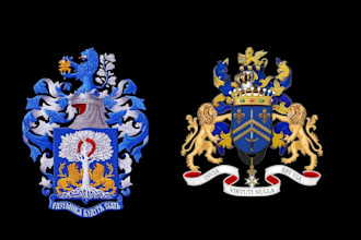 design a luxury regal heraldic emblem or coat of arms logo