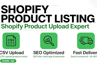 do shopify product listing with seo title and csv upload