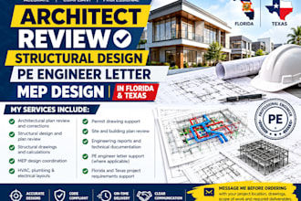 architect review structural design, pe engineer letter mep design in florida tx