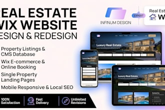 design and develop real estate wix website, wix website redesign wix ecommerce