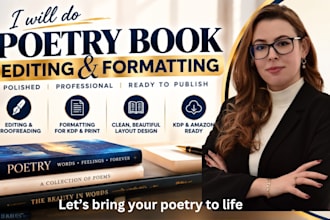 do poetry book editing, poetry book formatting poetry book design cover design