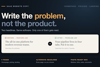 write saas website copy for your homepage, pricing and landing page