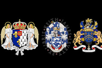 design custom luxury regal heraldic family crest coat of arms logo