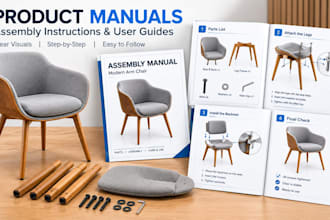 design product manuals, user guides, assembly instructions and illustrations