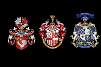 design coat of arms, heraldic emblem and family crest logo