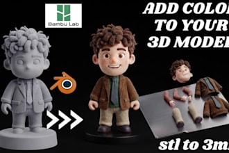 color and split 3d model paint stl into 3mf for bambu lab multicolor 3d printing