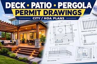 draw deck patio pergola plans and permit drawings for city approval